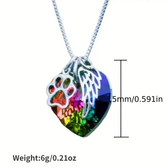 NEW Paw Angel Wings Pendant Necklace - Picture 5 of 9
